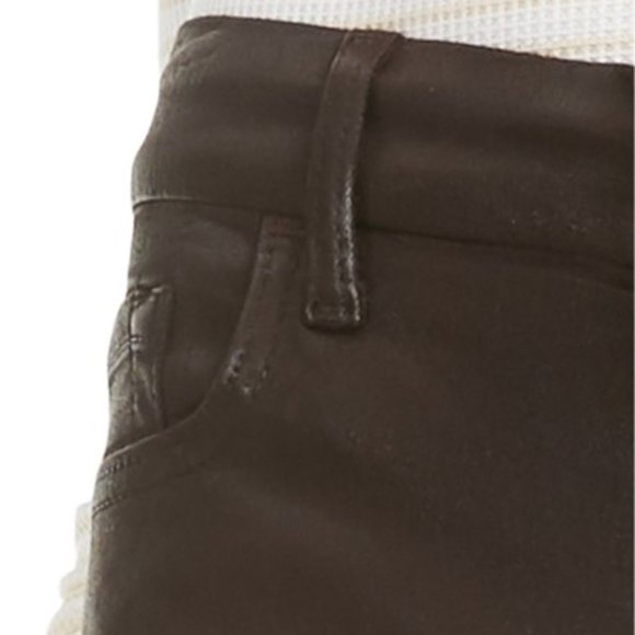 Jen7 by 7 For All Mankind High-Rise Brown Shiny Coated Ankle Skinny Jeans 16 NWT - Picture 3 of 11